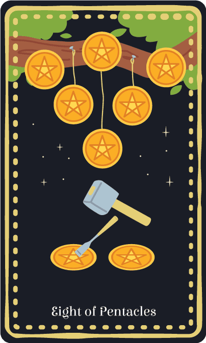 펜타클 8 (Eight of Pentacles) 타로 카드