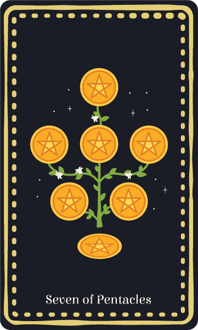 펜타클 7 (Seven of Pentacles) 타로 카드